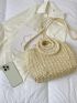 Drawstring Design Straw Bag