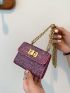 Mini Glitter Twist Lock Flap Chain Square Bag