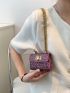 Mini Glitter Twist Lock Flap Chain Square Bag