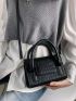 Mini Crocodile Embossed Flap Square Bag