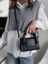 Mini Crocodile Embossed Flap Square Bag