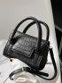 Mini Crocodile Embossed Flap Square Bag