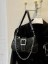 Buckle & Chain Decor Baguette Bag