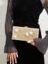 Mini Glitter Flower & Faux Pearl Decor Box Bag