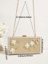 Mini Glitter Flower & Faux Pearl Decor Box Bag