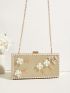 Mini Glitter Flower & Faux Pearl Decor Box Bag