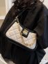 Quilted Detail Chain Decor Hobo Bag