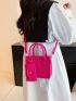 Neon Pink Quilted Square Bag With Coin Purse