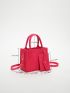 Neon Pink Quilted Square Bag With Coin Purse