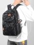 Men Camo Graphic Pocket Front Backpack