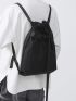 Men Buckle Decor Drawstring Backpack