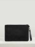 Random Graphic Rhinestone Decor Faux Suede Square Bag