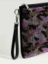 Random Graphic Rhinestone Decor Faux Suede Square Bag