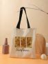 Floral & Letter Graphic Shopper Bag