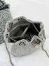Mini Rhinestone Decor Drawstring Design Chain Bucket Bag
