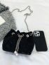 Mini Rhinestone & Faux Pearl Decor Drawstring Design Chain Bucket Bag