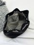 Mini Rhinestone & Faux Pearl Decor Drawstring Design Chain Bucket Bag