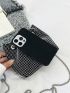 Mini Rhinestone Decor Drawstring Design Chain Bucket Bag