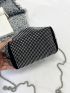 Mini Rhinestone Decor Drawstring Design Chain Bucket Bag