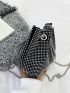Mini Rhinestone Decor Drawstring Design Chain Bucket Bag
