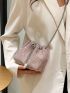 Mini Rhinestone Decor Chain Bucket Bag