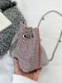 Mini Rhinestone Decor Chain Bucket Bag
