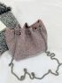 Mini Rhinestone Decor Chain Bucket Bag