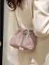 Mini Rhinestone Decor Chain Bucket Bag