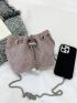 Mini Rhinestone Decor Chain Bucket Bag