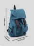 Men Buckle Decor Flap Backpack