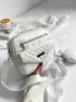 Quilted Metal Decor Square Bag With Coin Purse
