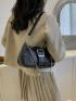 Buckle & Chain Decor Baguette Bag