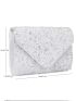 Mini Rhinestone Decor Flap Chain Glitter Envelope Bag