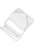 Mini Rhinestone Decor Flap Chain Glitter Envelope Bag