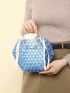 Mini Beaded Satchel Bag With Drawstring Inner Pouch