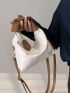 Minimalist Ruched Detail Hobo Bag With Bag Charm