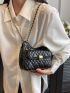 Quilted Detail Chain Flap Shoulder Bag