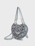 Floral Pattern Chain Decor Novelty Bag