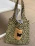 Leopard Pattern Butterfly Decor Shopper Bag