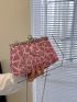Sequins Detail Ring Decor Kiss Lock Square Bag
