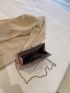 Sequins Detail Ring Decor Kiss Lock Square Bag