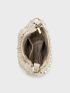 Faux Pearl Decor Ruched Detail Hobo Bag
