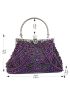 Rhinestone Decor Kiss Lock Evening Bag
