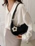 Letter Graphic Hobo Bag With Bag Charm