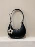 Letter Graphic Hobo Bag With Bag Charm