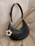 Letter Graphic Hobo Bag With Bag Charm