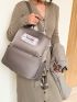 Letter Graphic Classic Backpack With Bag Charm