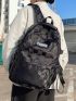 Men Checkered Pattern Letter Patch Decor Casual Daypack