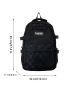 Men Checkered Pattern Letter Patch Decor Casual Daypack