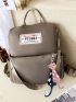 Letter Graphic Classic Backpack With Bag Charm